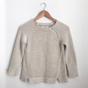 Loft Wool Blend Sweater with Zipper Detail